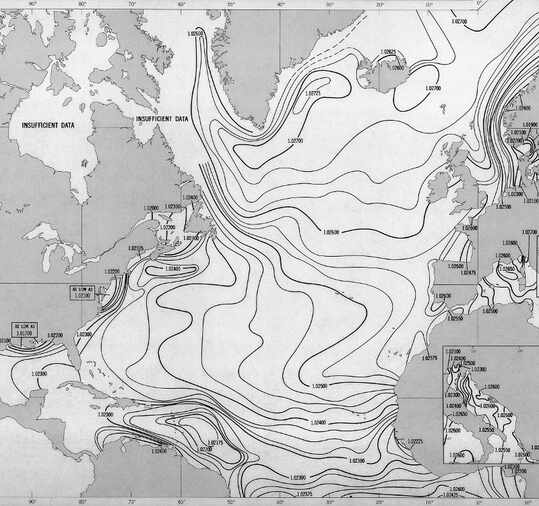 Climatologické a oceanografické mapy: Hustota